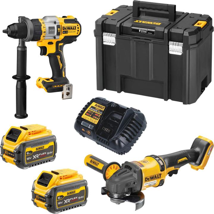 Produktbild DeWalt DCK2016T2T-QW 3-Gang-Akku-Schlagbohrschrauber, Akku-Winkelschleifer inkl