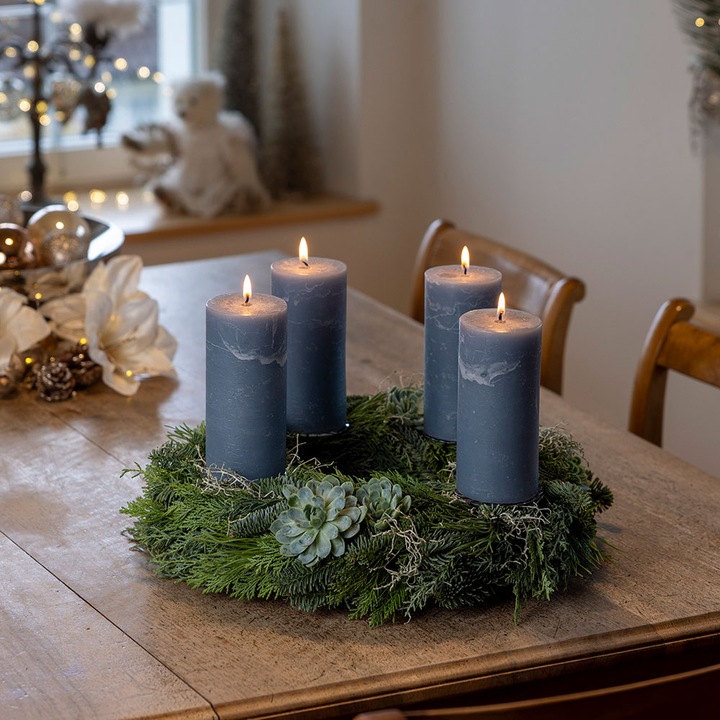 Produktbild VEG and the City Adventskranz mit Echeverie ca. 40 cm - Kerzen Aschblau (40 cm)