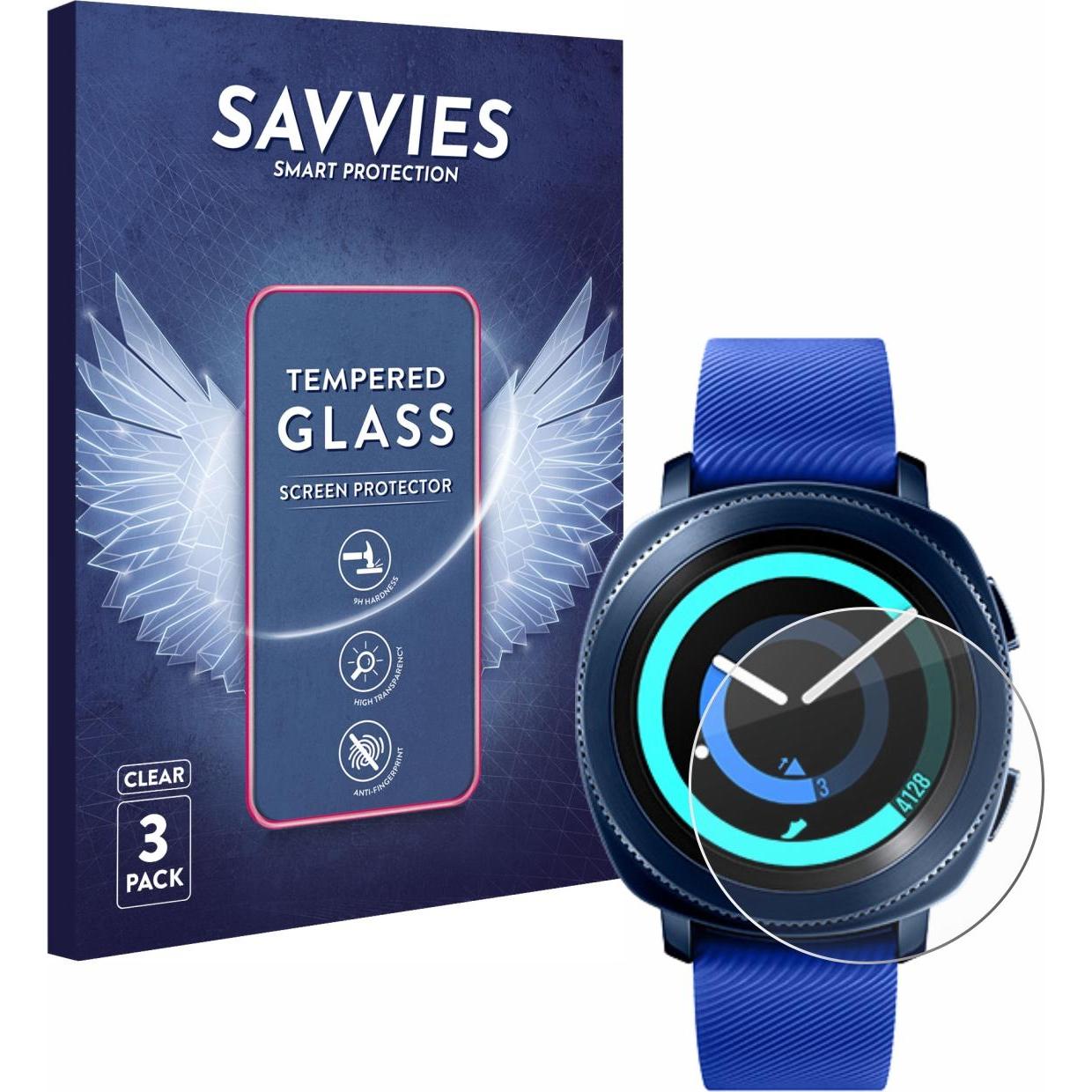 Savvies Panzerglas Hartglas Displayschutz, Smartwatch Schutzfolie, Transparent