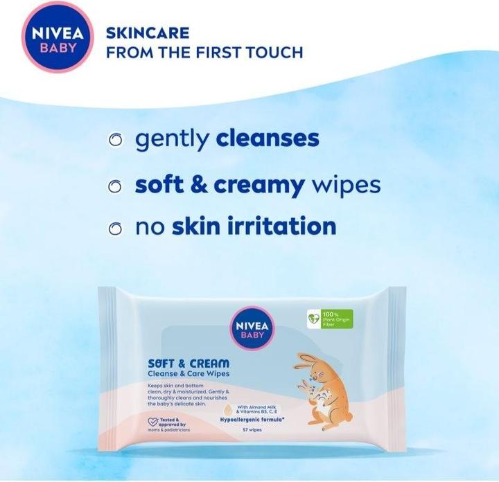 Image du produit NIVEA Baby Soft&Cream Wet Wipes 2X57 pcs.