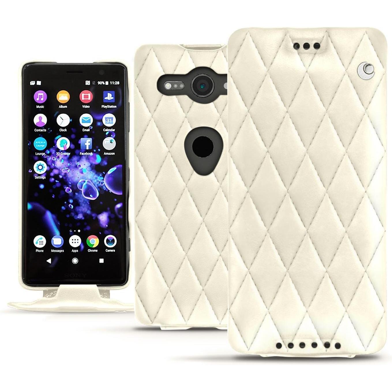Noreve Lederschutzhülle vertikal (Sony Xperia XZ2 Compact), Smartphone Hülle, Weiss