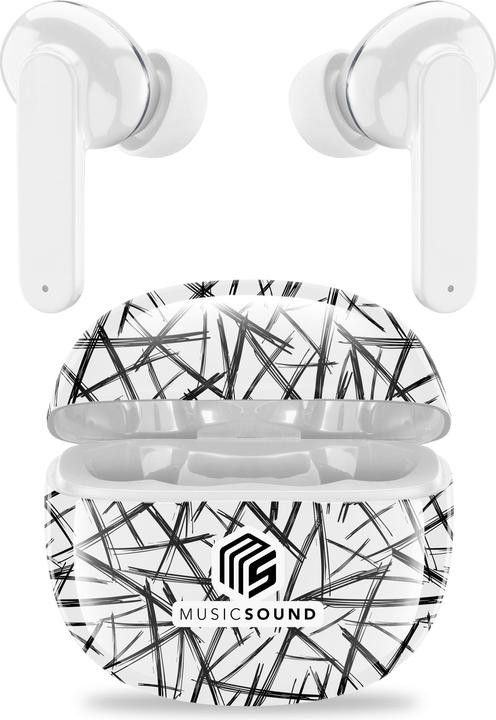 Cellularline Musica & Suono Auricolari Bluetooth Linee Fantasia Bianco (5 h, Senza fili)