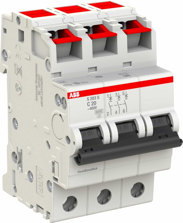 Produktbild ABB S203S-C20 Sicherungsautomat 20A 3-polig 6kA C-Charakter