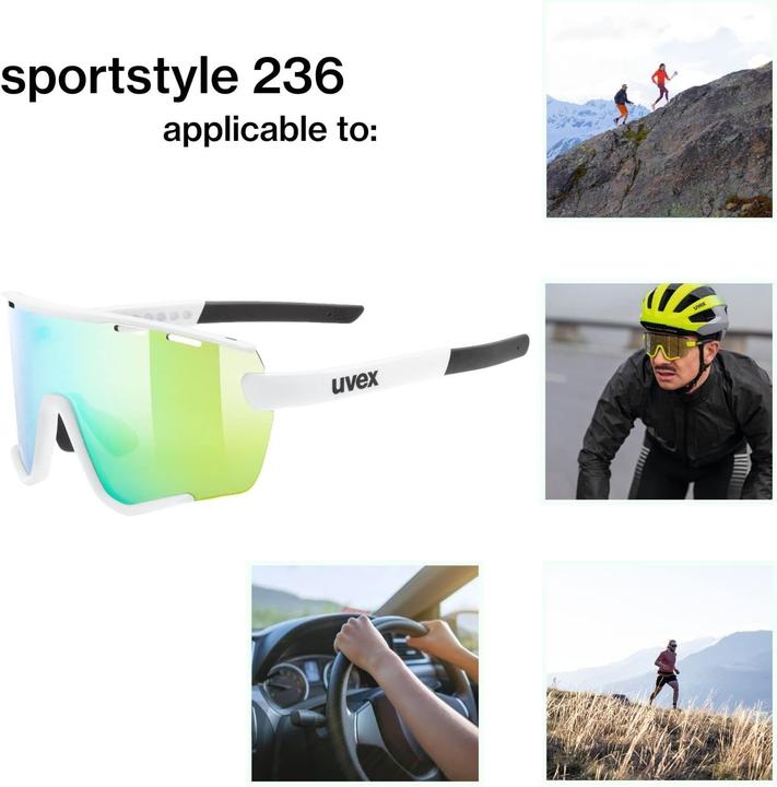 Produktbild Uvex Sports sportstyle 236 set (White Matt, Mirror Green, Clear)