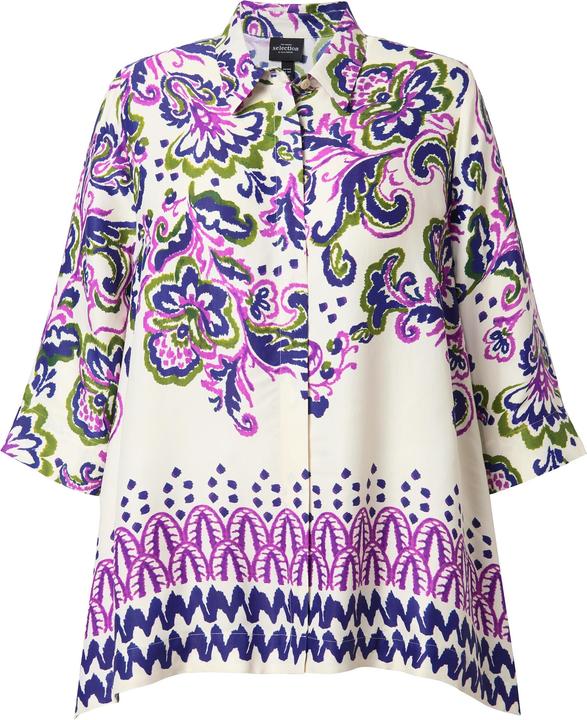 Immagine prodotto Ulla Popken Blusa dal taglio svasato con Paisley, colletto da camicia e maniche a 3/4 (54)