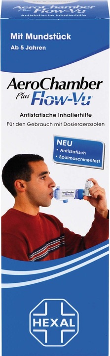 Produktbild Sandoz AeroChamber plus Flow-Vu mit Mundstück, 1 St. Inhalierhilfe