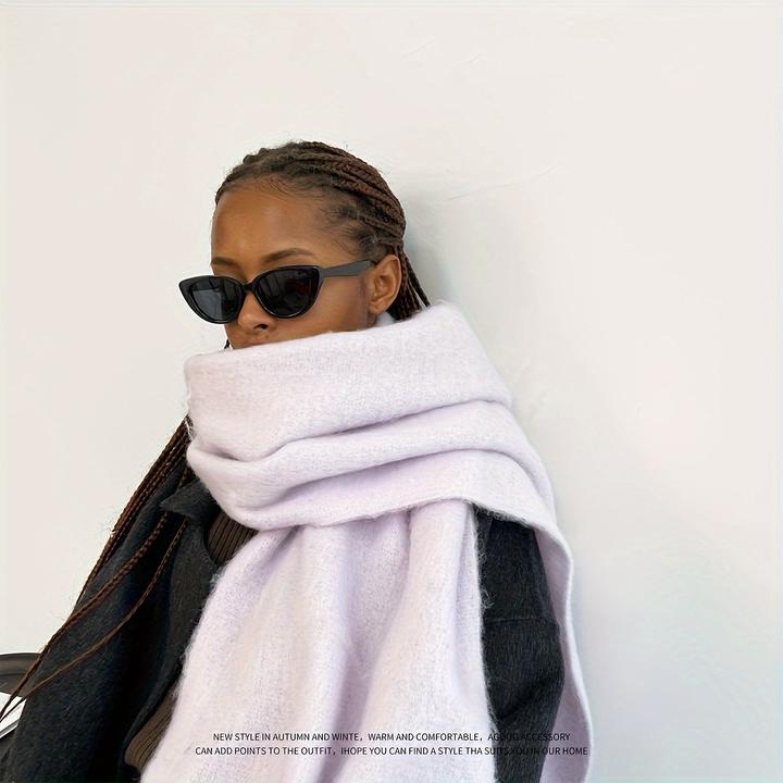 Actual product image Only-Bags.Store Solid Colour Plush Warm Chunky Scarf Long Simple Large Thickened Tassel Scarf Winter Outdoor