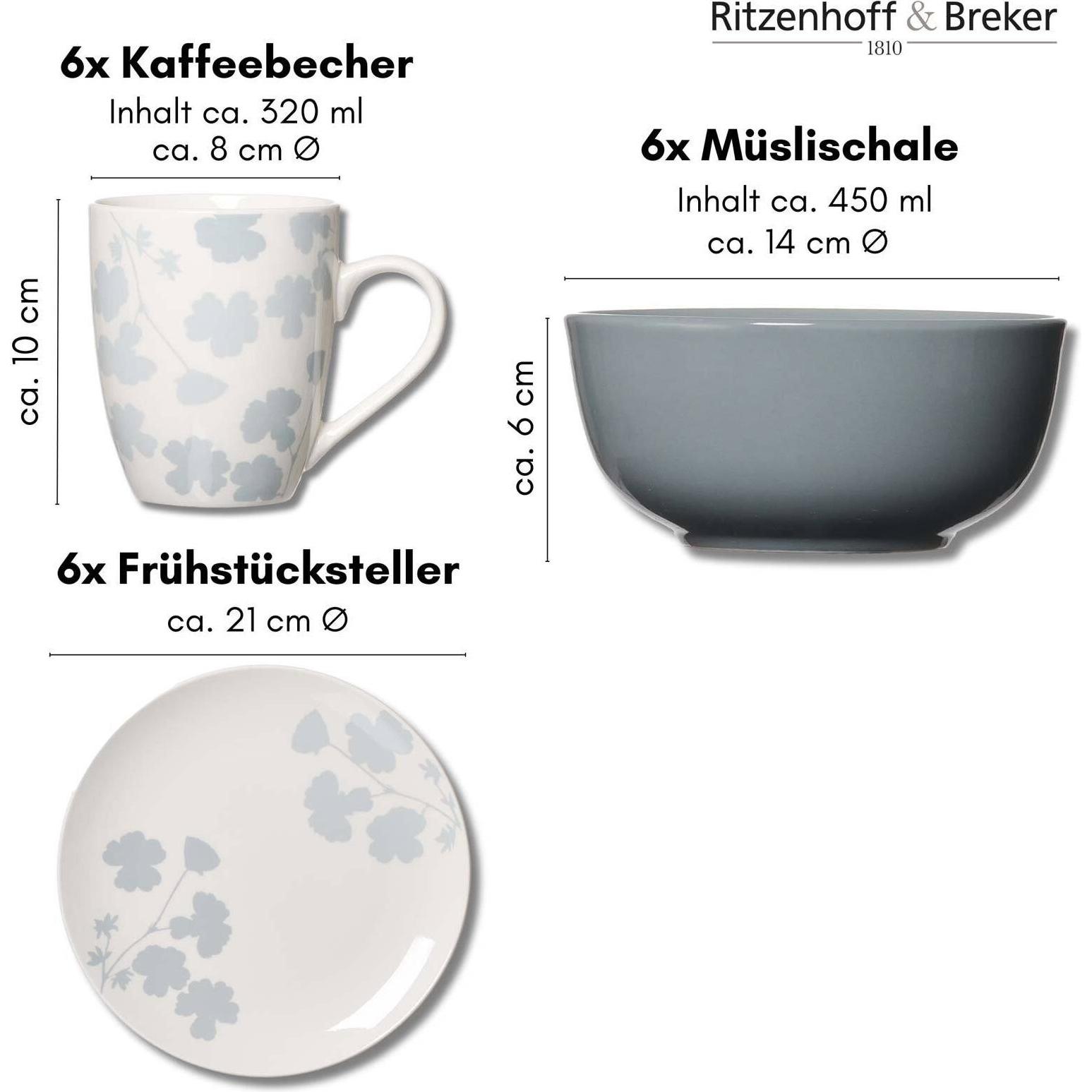 Thumbnail - Ritzenhoff & Breker, Geschirrset, Ida Frühstücks-Set (18 Stück)