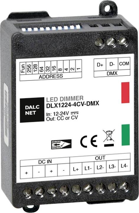 Dalcnet Dimmer 12V-24V 5A CV DMX 4 Ausgänge