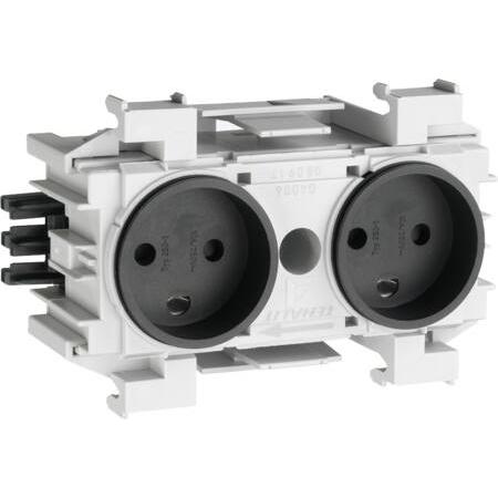 Wexøe, Steckdose, Ecoline Steckdose 2xDK für Frontmontage RAL9011