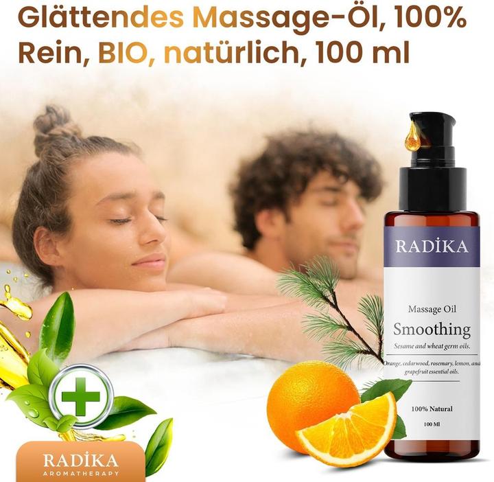 Productafbeelding Radika Massageöl, Glättendes Massage-Öl, 100% Rein, BIO, natürlich, 100 ml (100 ml)