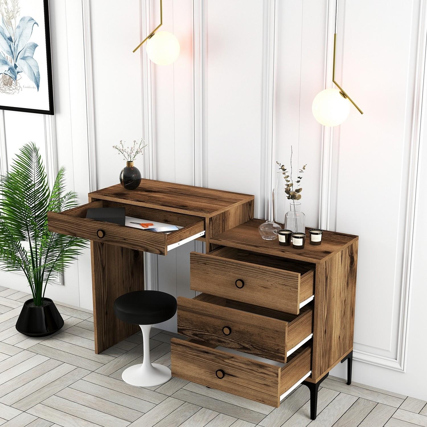 Thumbnail - Hanah Home, Schminktisch, Agathe (124 x 40 x 85 cm)