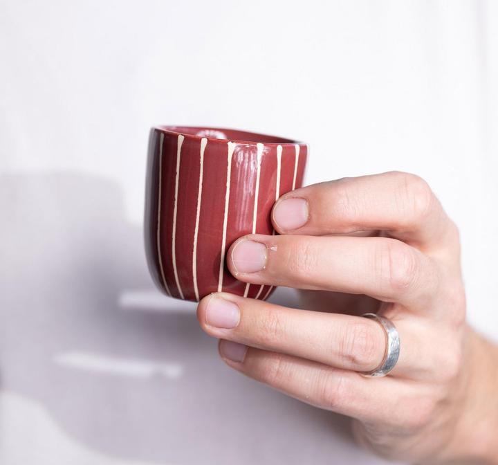 Actual product image Atelier Agave Espresso Cup Striped Dark Cherry (80 ml)
