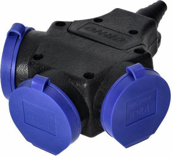Produktbild MGA ORNO AE-13209(GS) Werkstatt Schuko Stecker Aussen Wasserdicht IP44 3x2P+E Schuko Schwarz (3 x, CEE 7/3)