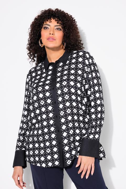 Produktbild Ulla Popken Hemdbluse, grafischer Druck, Hemdkragen, Langarm (42, 44)