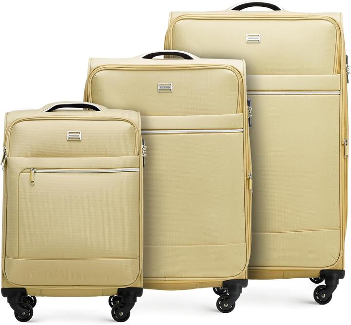 Wittchen Set de 3 valises souples à roulettes pivotantes et verrou TSA