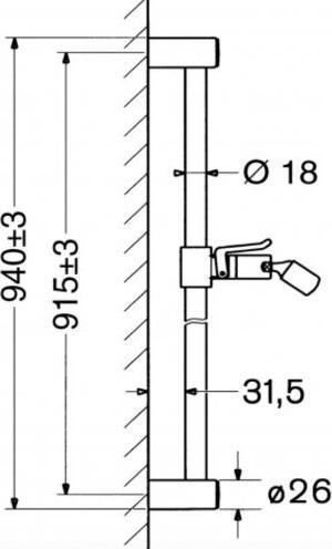 Hansa Armaturen GmbH Hansajet Brausestange 900mm, mit Gleitschieber chrom