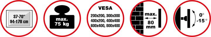 Actual product image Reflecta PLANO Flat 70-8040T (Wall, 75 kg, 37" - 70")