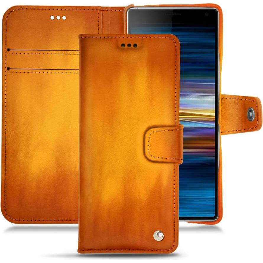 Noreve Lederschutzhülle Wallet (Sony Xperia 10 Plus), Smartphone Hülle, Orange