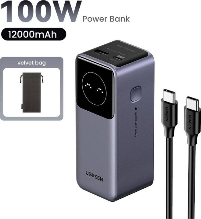 Actual product image Ugreen Fast Charging Powerbank (12000 mAh, 100 W, 44.40 Wh)