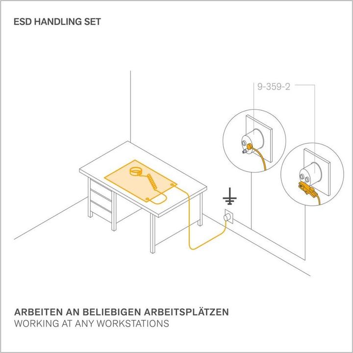 Produktbild Bernstein ESD Handling Set 6-tlg Matte grau (900x610x2) Armband 2 Kabel 2 Erdungsstecker