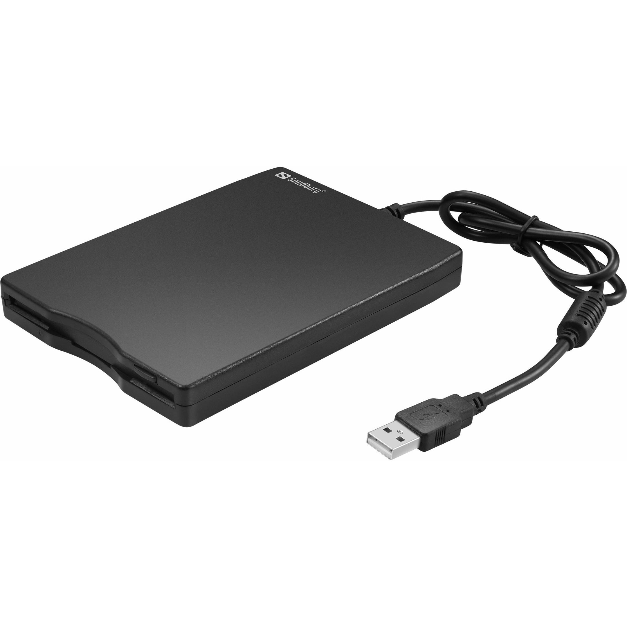 Sandberg USB Floppy Mini Reader, Optisches Laufwerk, Schwarz