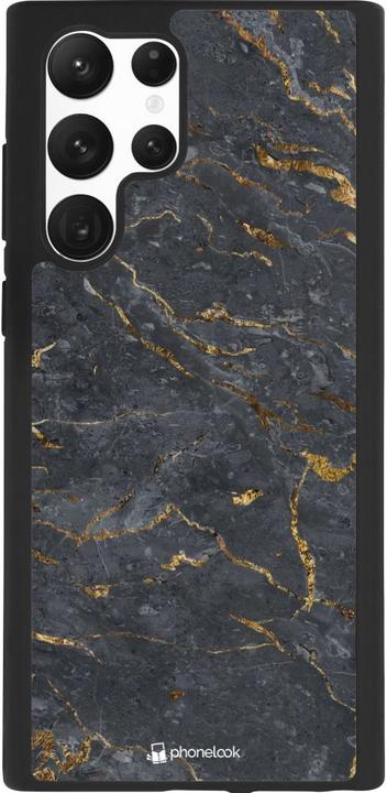 PhoneLook Coque Silicone rigide noir Grey Gold Marble (Samsung Galaxy S22 Ultra)