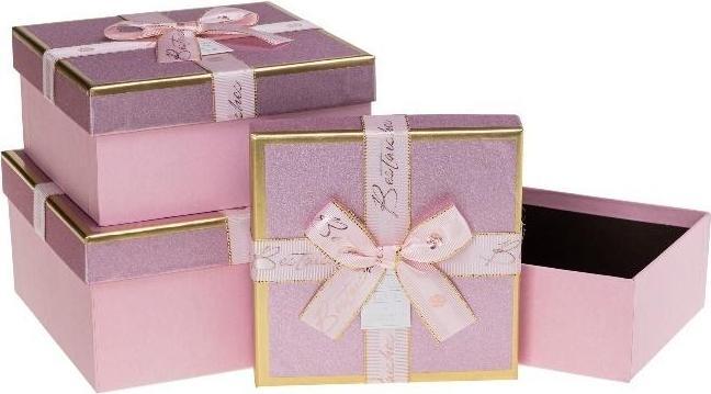 Immagine prodotto Rozette Geschenkbox mit Schleife, 3 Stück, rosa ROSETT (3x)