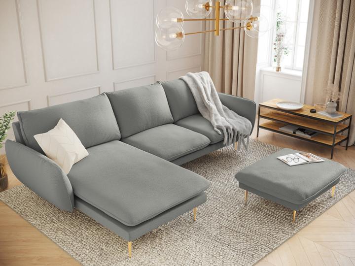 Actual product image Cosmopolitan Design Boucle Left Corner Sofa, "Vienna", 5 Seats, Grey, 255x170x95 Made in Europe (Corner sofa)