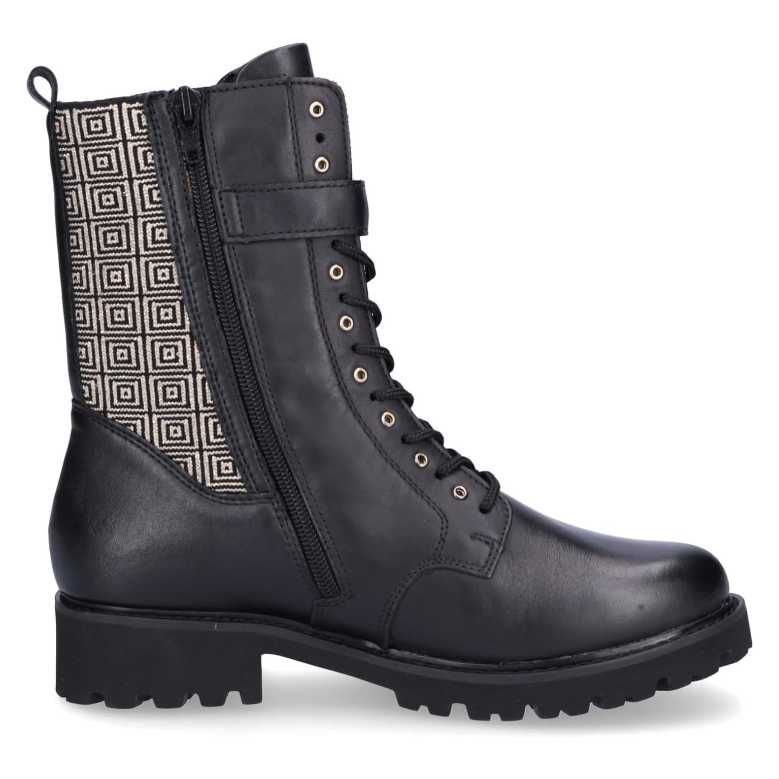Remonte, Damen, Boots + Stiefel, Veterlaarzen Mit Komfortbreite Und Herausnehmbarer Einlegesohle, Gold, Schwarz, (38)