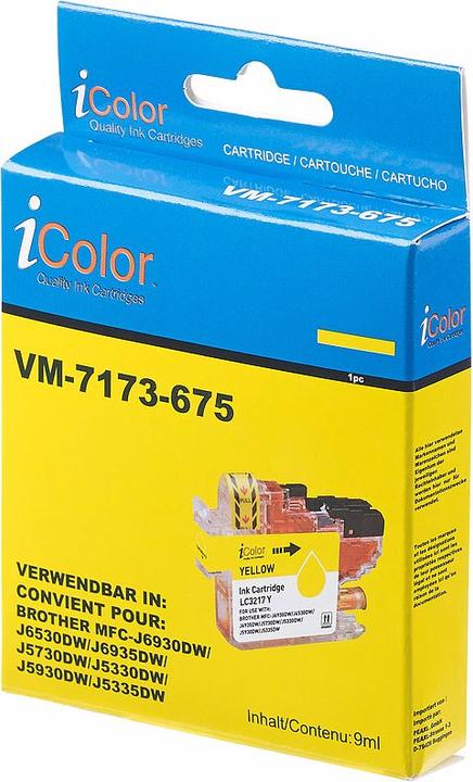 Image du produit IColor Cartouche d'encre pour Brother (remplace LC-3217Y), jaune