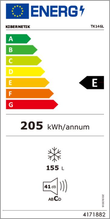 Etichetta energetica Kibernetik Tk146l (Struttura autonoma, 155 l)