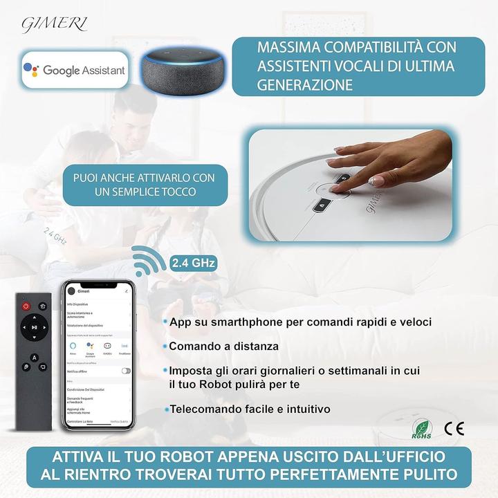 Actual product image Gimeri Robot Vacuum and Mop with Wi-Fi, Alexa and Google Compatible, Auto-Charging, 2000 Pa Suction (2000 Pa, Wiping cloth)