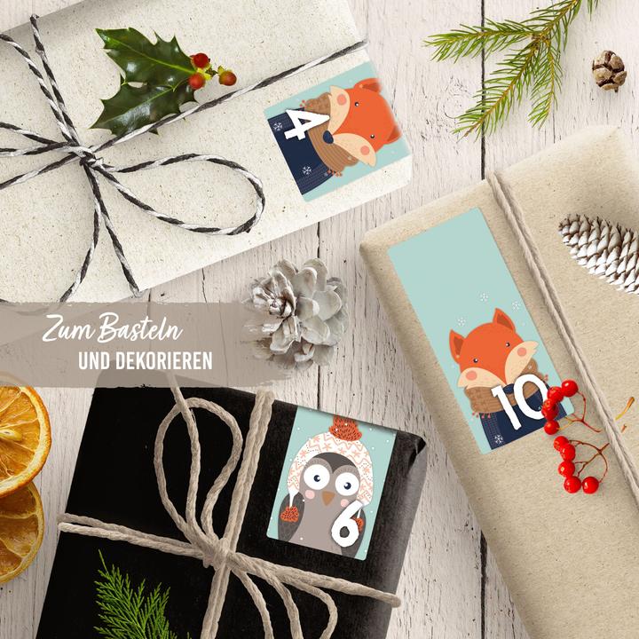 Produktbild Papierdrachen 24 Adventskalender Zahlenaufkleber, Design Nr. 61