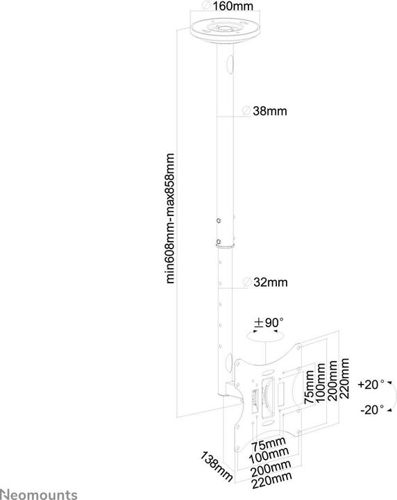 Immagine prodotto Neomounts FPMA-C060Nero (Soffitto, 40", 20 kg)