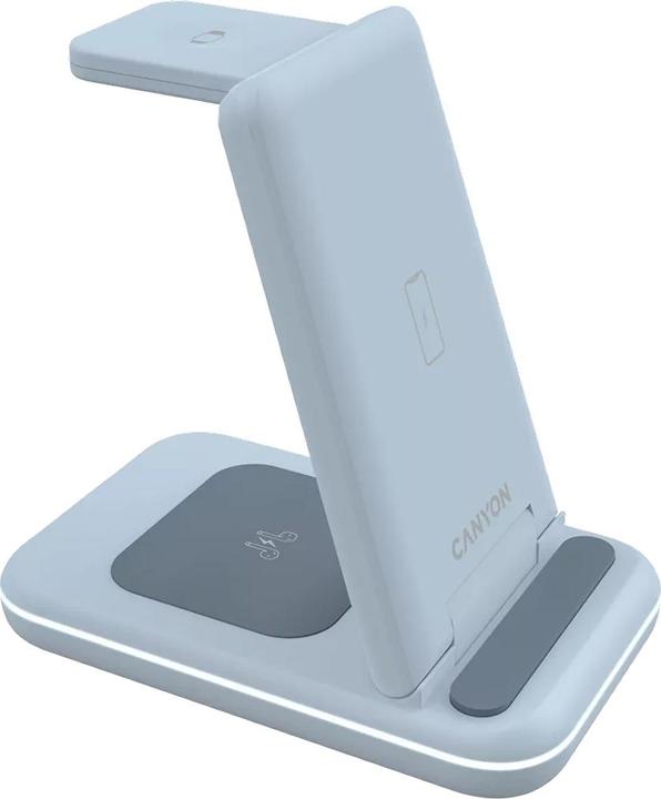 Image du produit Canyon WS-304, Chargeur sans fil pliable 3en1, avec bouton tactile pour l'éclairage de l'eau, Entrée (15 W)