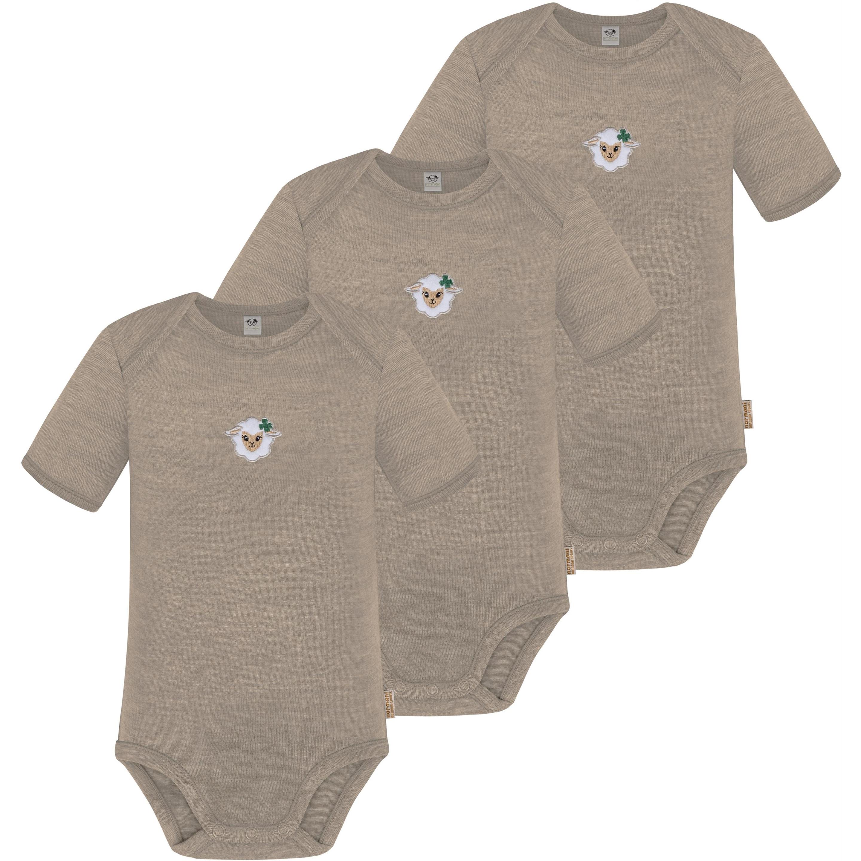 Normani, Herren, Body, 3er Set Baby Merino Body Kurzarm „Tauranga" - 9287, Beige, (74)