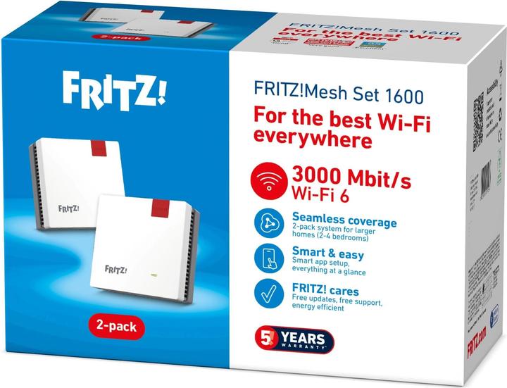 Produktbild FRITZ! Repeater 1200 AX International + Wi-Fi Extender 1600 (2400 Mbit/s, 600 Mbit/s)