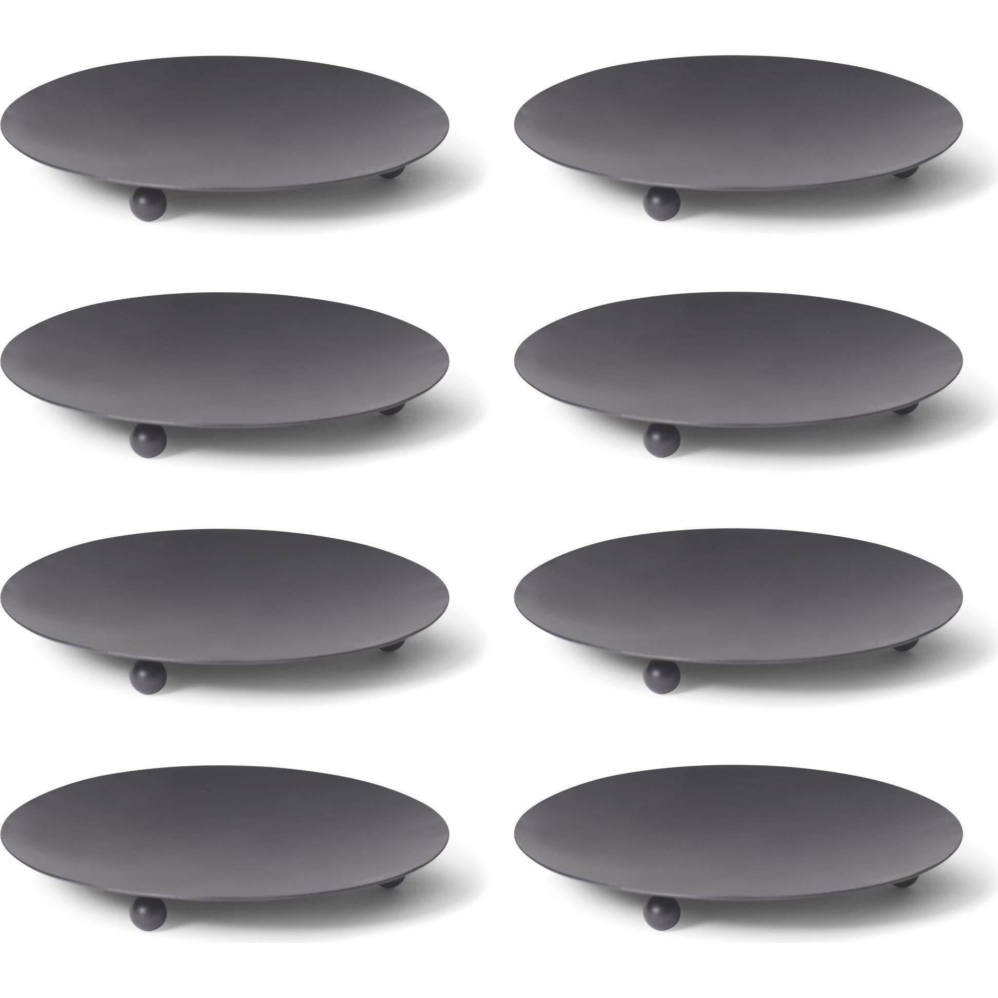 Novaliv, Kerzenständer, 8er-Set Kerzenhalter SCHWARZ 3 Füsse 12cm Kerzenteller Teelichter Kerzenpin Metall