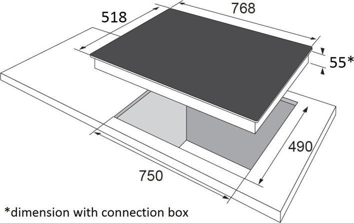 Image du produit Amica Plaque de cuisson à induction avec cadre Plaque de cuisson en céramique SCHOTT CERAN 76,8 x