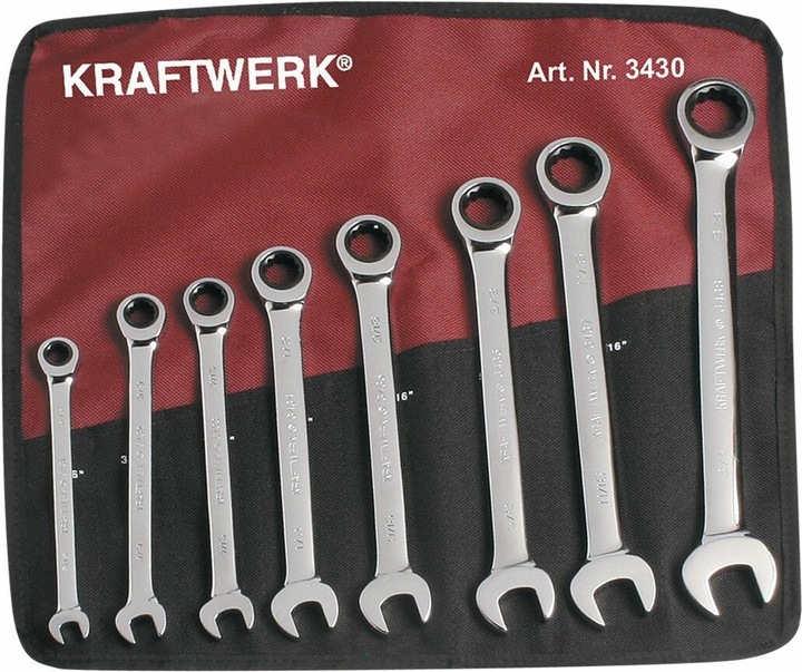 Produktbild Kraftwerk 8-tGearWrench-Satz in Rollt Zoll (5/16")