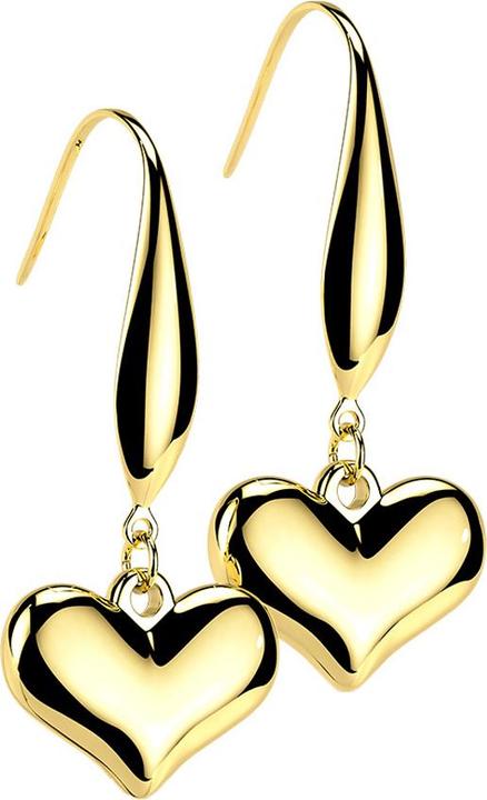 Produktbild Star Piercing Ohrring vergoldet Anhänger Herz (Chirurgenstahl 316L, ohne Messing)