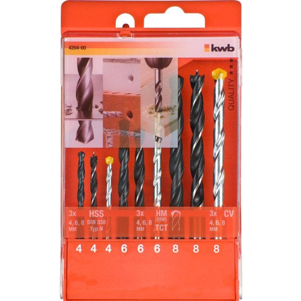 Thumbnail - kwb, Bohrereinsatz, Kombi-Bohrersatz 9-tlg. (4 mm, 6 mm, 8 mm)