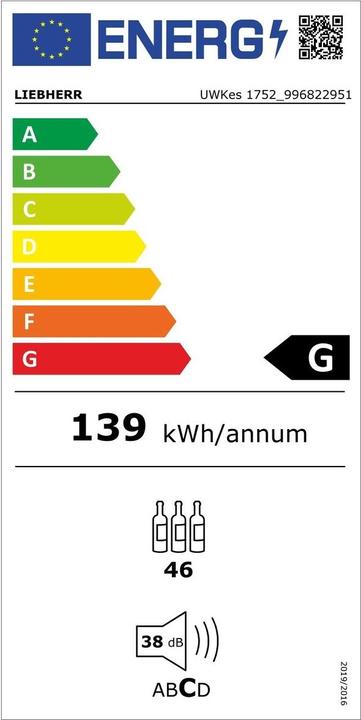 Energie-Label Liebherr Unterbaubarer Weinklimaschrank