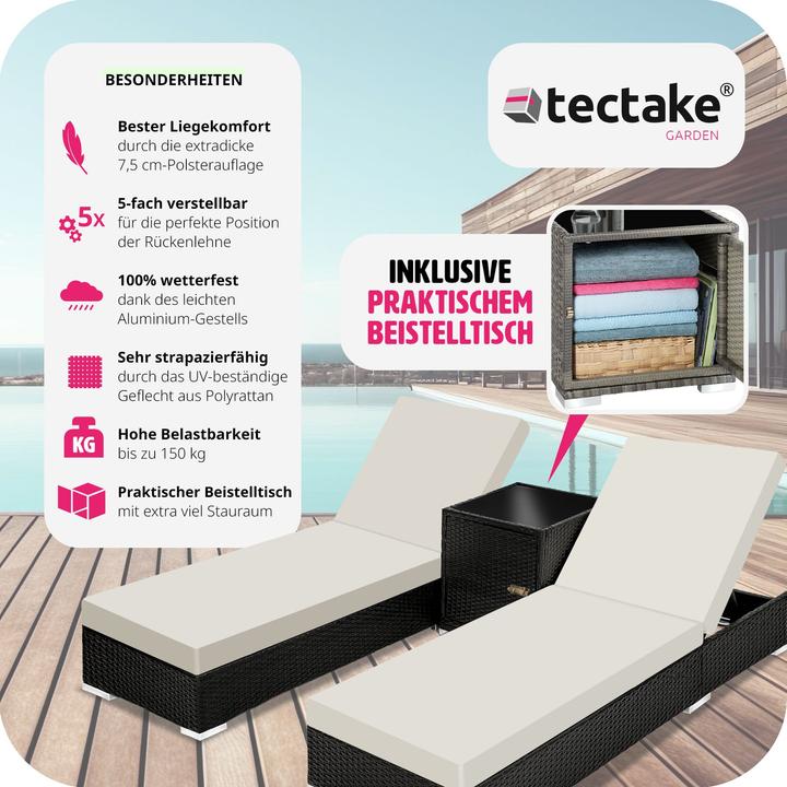 Actual product image tectake 2 sunbeds (184 cm)