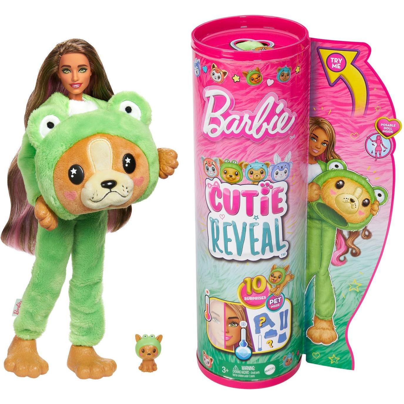 Barbie Lalka Mattel Cutie Reveal Piesek-Żaba Seria Kostiumy Zwierzaczki HRK24