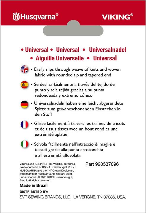 Energy Label Husqvarna Universalnadeln 5 Stück in Stärke 80