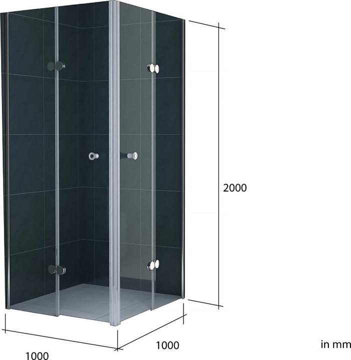 Immagine prodotto Jet-Line Doccia pieghevole 100x100x200cm in vetro trasparente (95 cm, 95 cm, 200 cm)