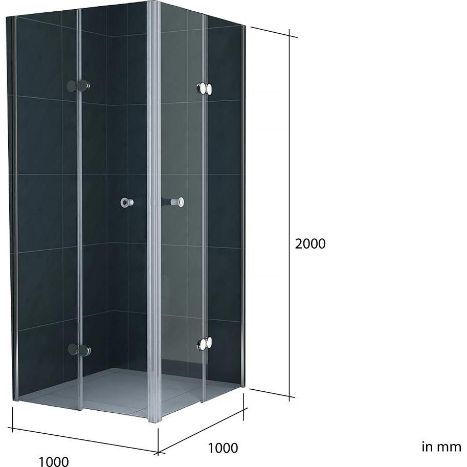 Thumbnail - Jet-Line, Duschkabine + Duschwand, Faltdusche 100x100x200cm klarglas (95 cm, 95 cm, 200 cm)