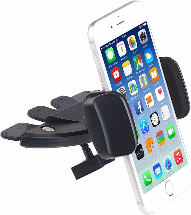 Lescars Kfz-Smartphone-Halterung für CD-Laufwerk, mit Kugelgelenk, 60 - 90 mm
